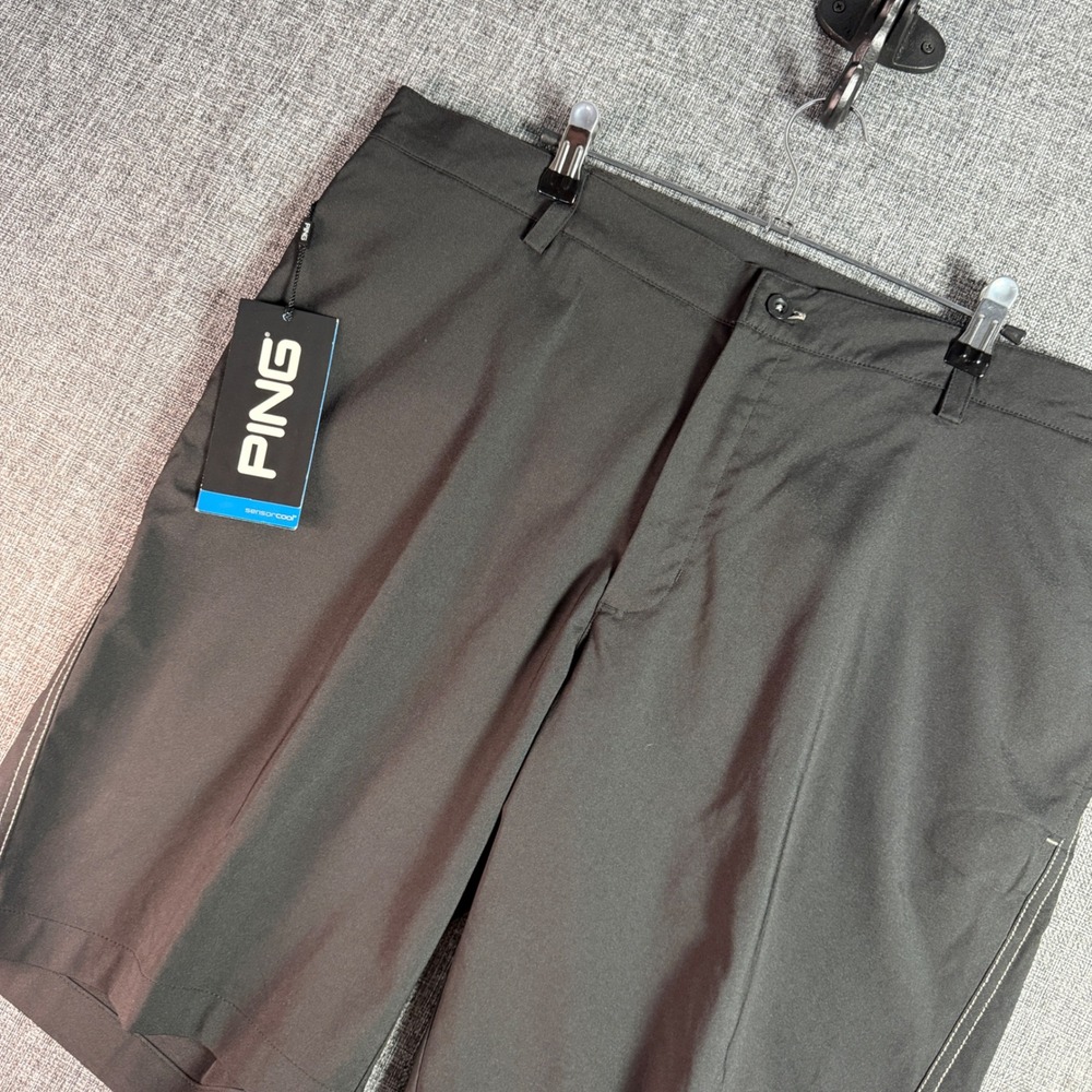 Mens‎ Ping Sensorcool Golf Shorts 38 Black Performance Flat Front - NWT